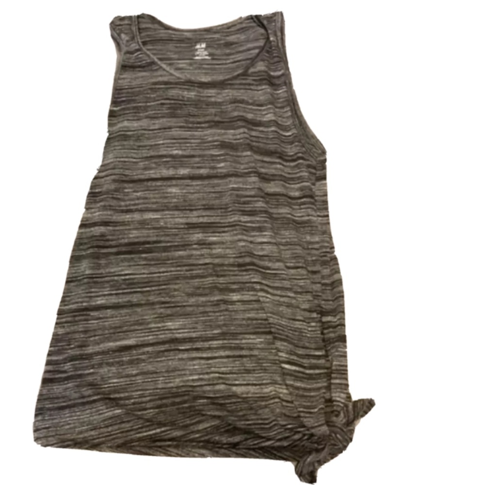 H&M Sport Asymmetrical Tank Top Gray and Black XS